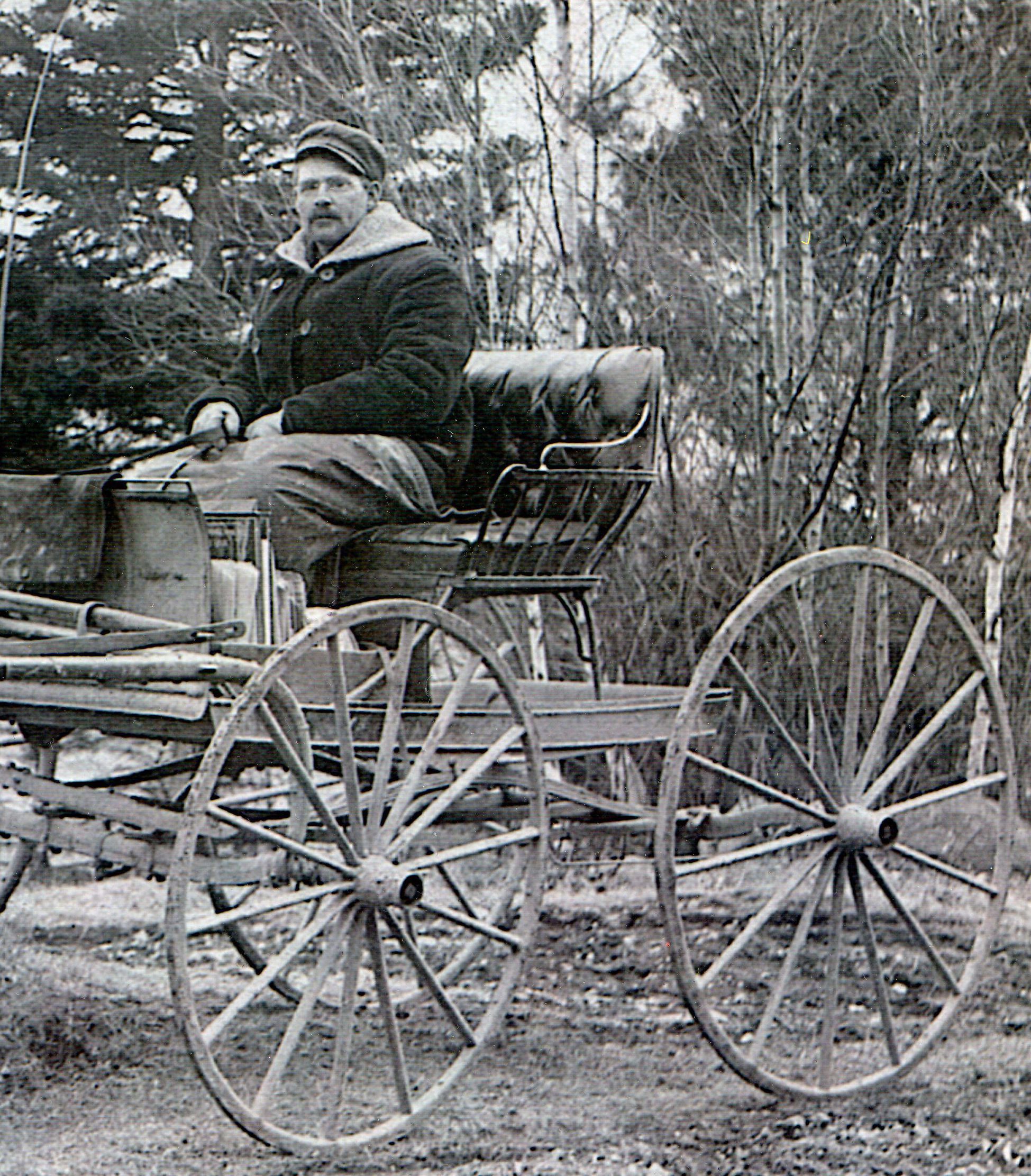 Nat Smith With his Horse and Wagon.