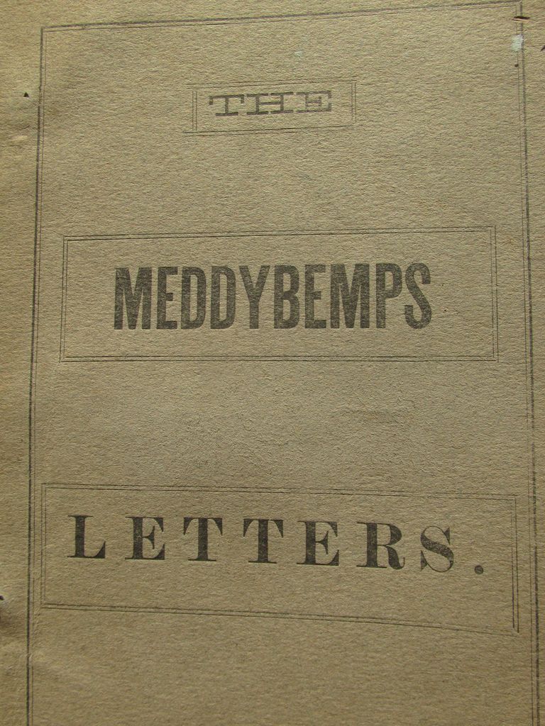          The Meddybemps Letters, 1904; Cover page of the original edition of the Meddybemps Letters, published in the Machias Union newspaper between 1903 and 1904, and collected in this original edition by William R. Pattangal.
   