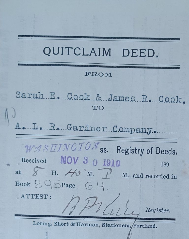          Sample deed for A.L.R. Gardner property purchase
   