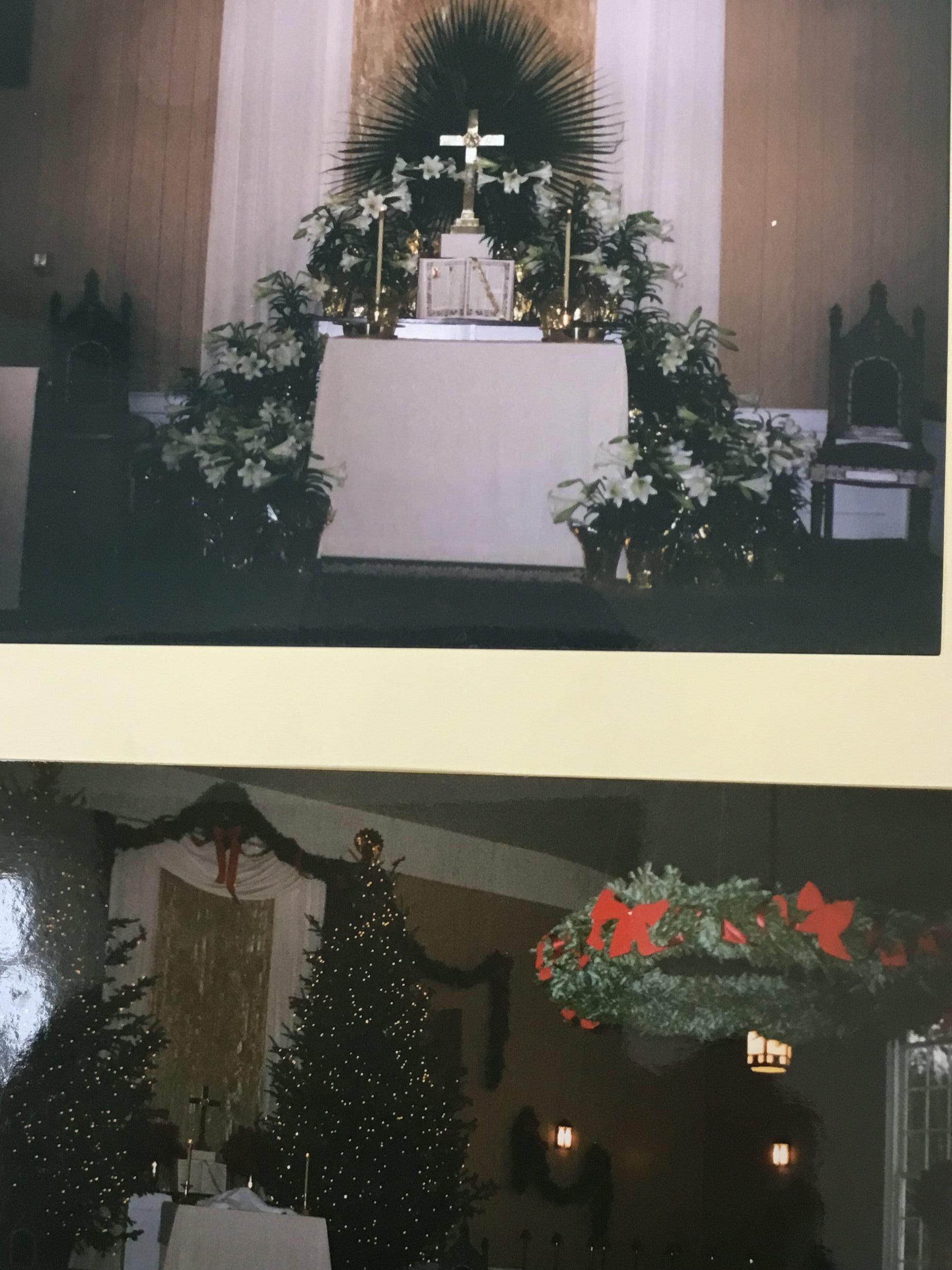 Dennysville Congregational decorated for Christmas and Easter