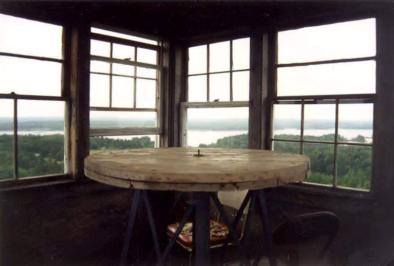          Interior of the Fire Tower At Little's Mountian, Edmunds, Maine.
   