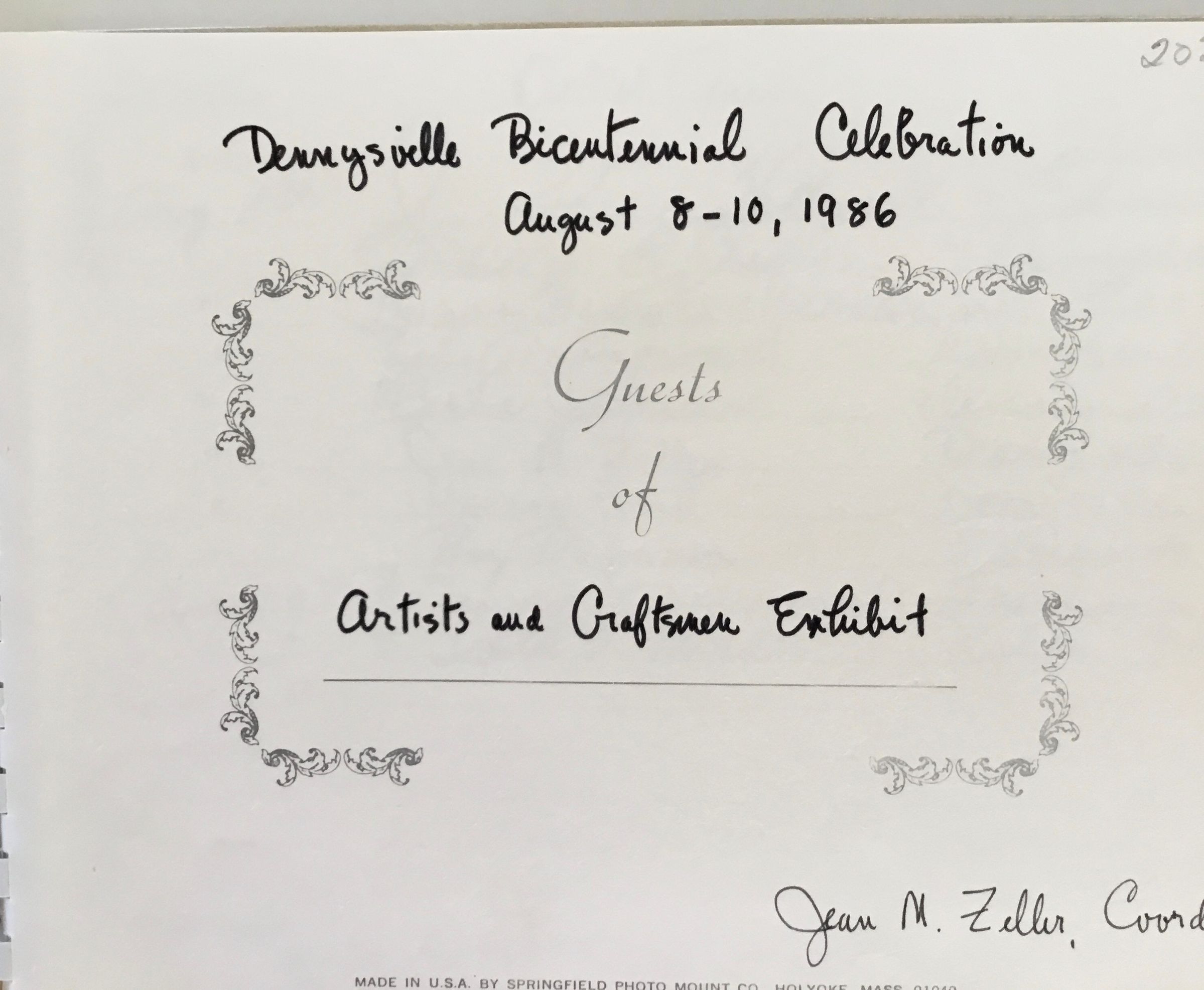 Guestbook for Artists and Craftsmen Exhibit at Bicentennial Celebration, Dennysville, Maine picture number 1