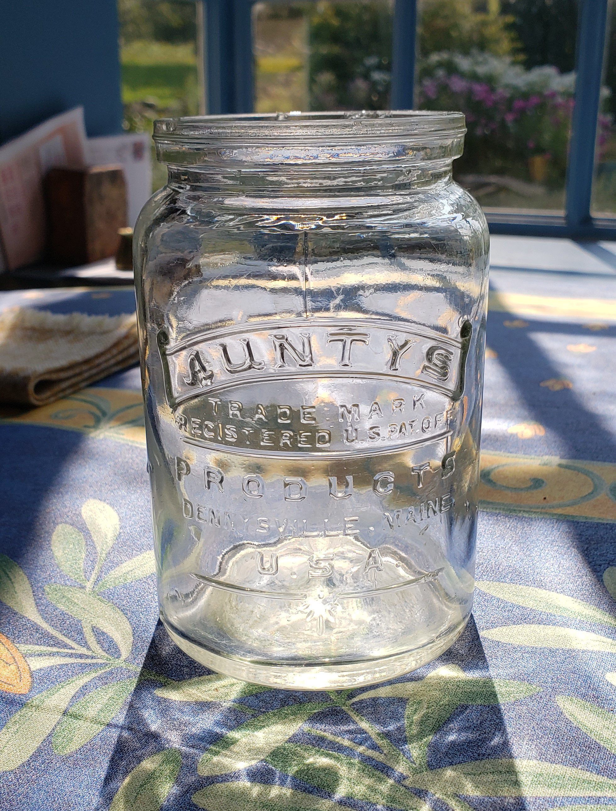 Aunty's Canning Jar; The inscription on this glass pint jar reads