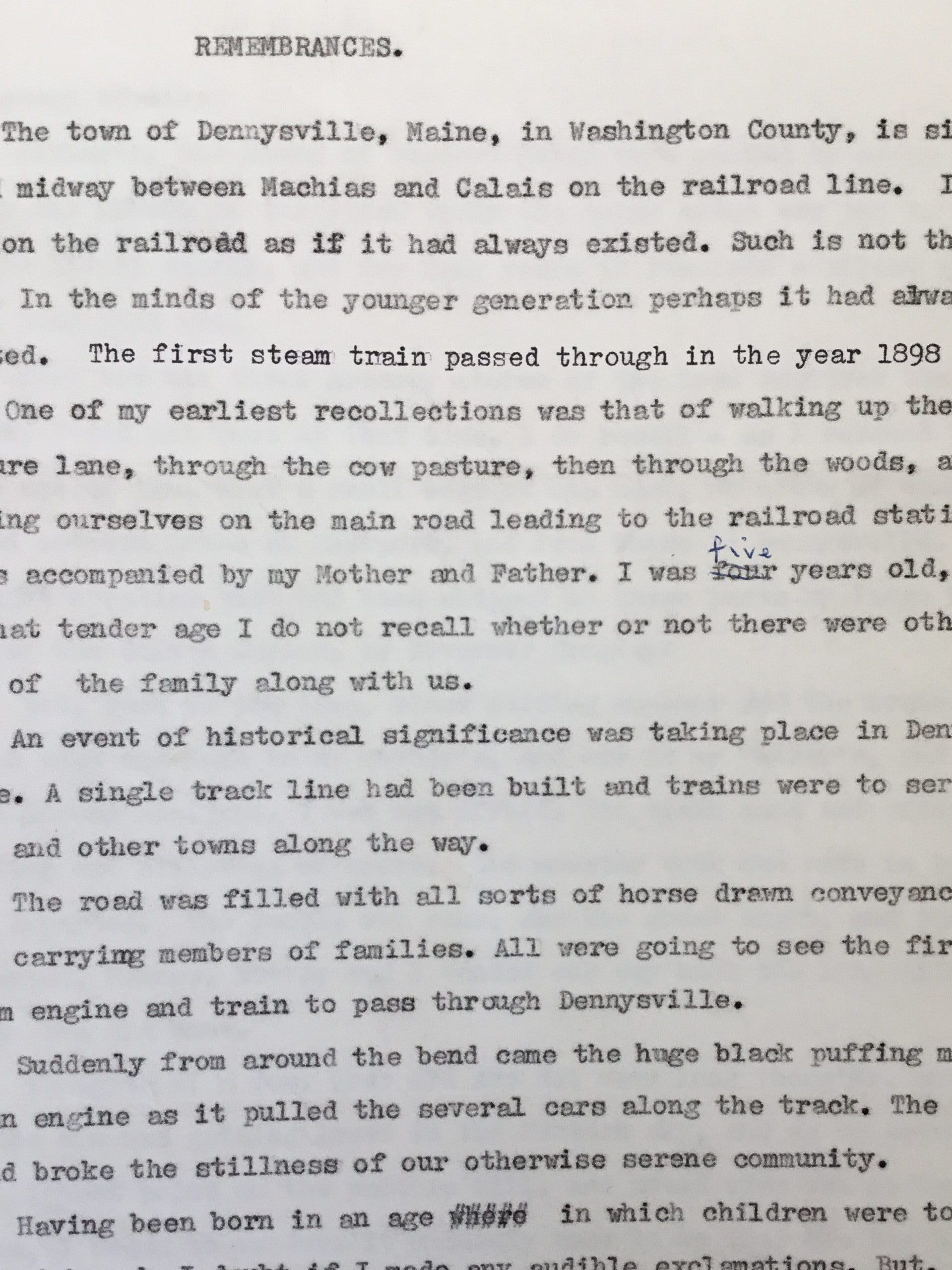 Story of first train in Dennysville