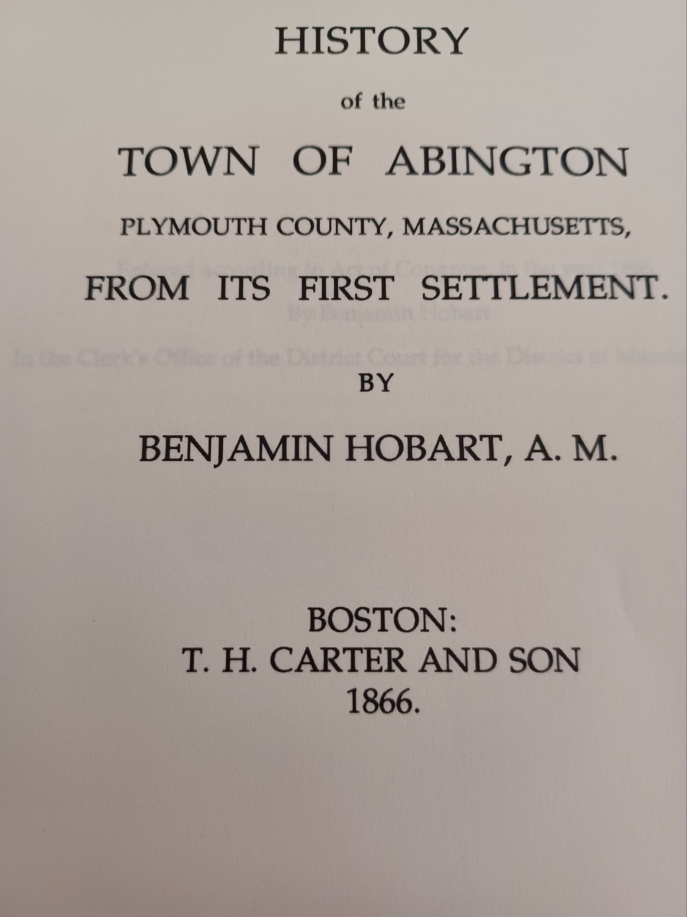 History of the Town of Abington ... by Bejamin Hobart, A.M. picture number 1