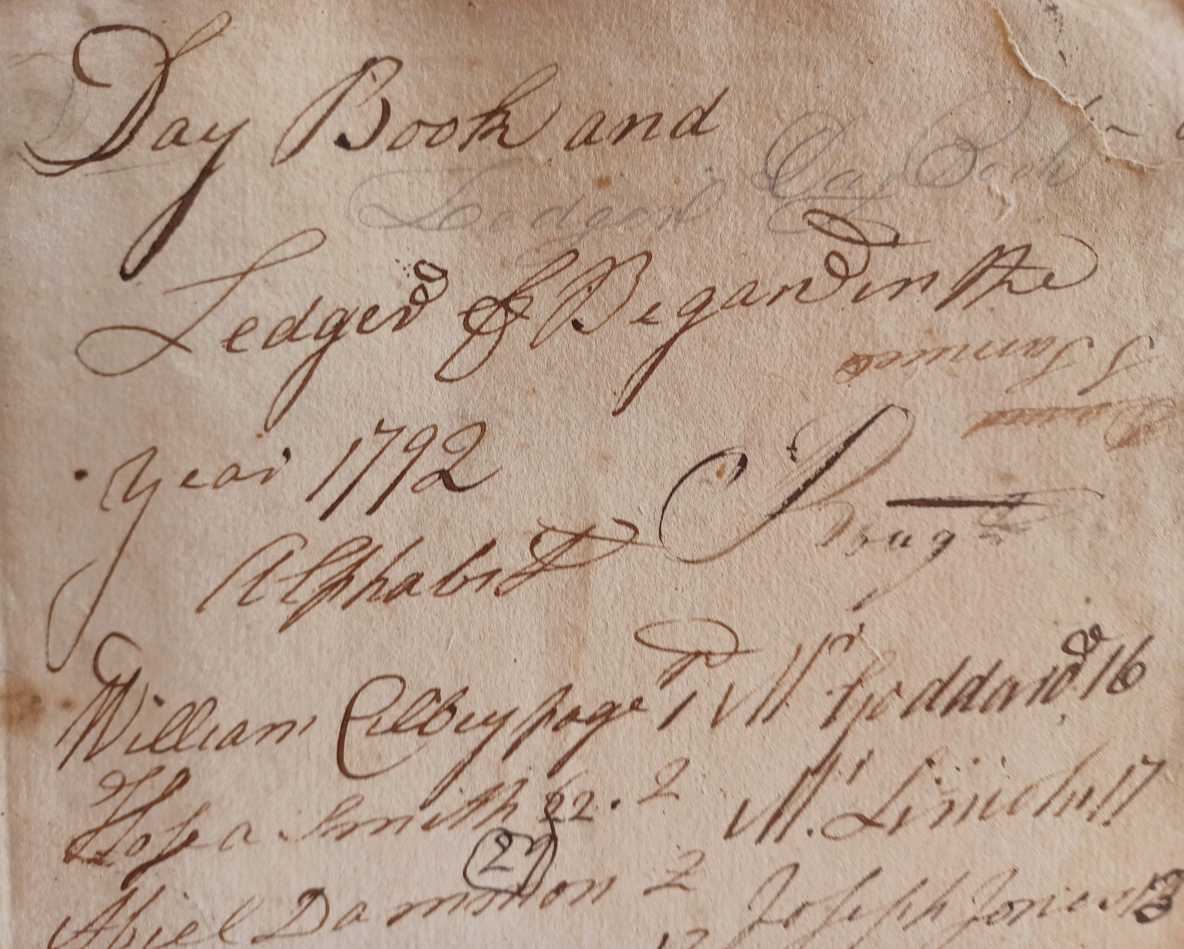 First page of Isaac Hobart's day book