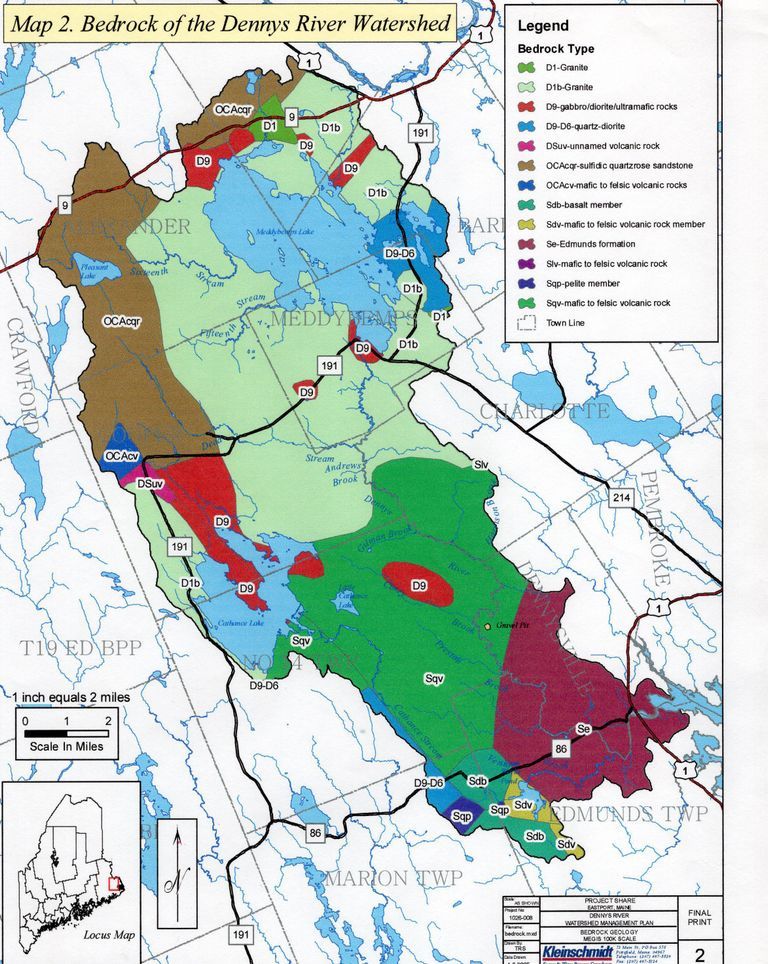          Bedrock of the Dennys River Watershed; Provided by Project SHARE (Salmon Habitat & River Enhancement)
   