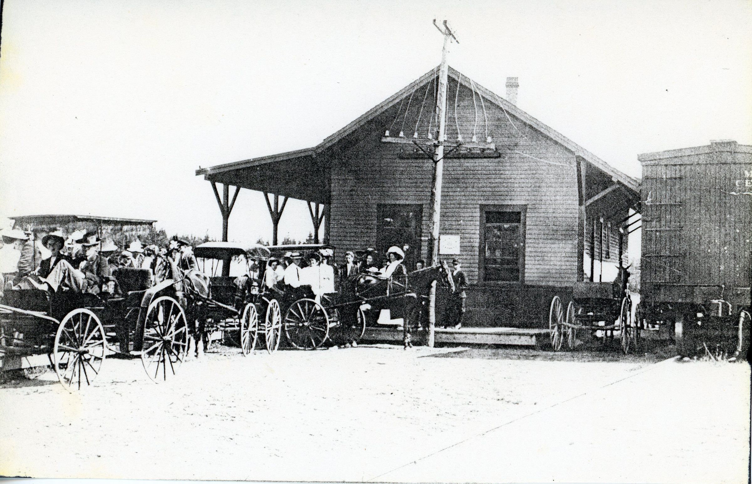 Maine Central Railroad Station, Milwaukee Road, Dennysville in the horse and buggy days.
