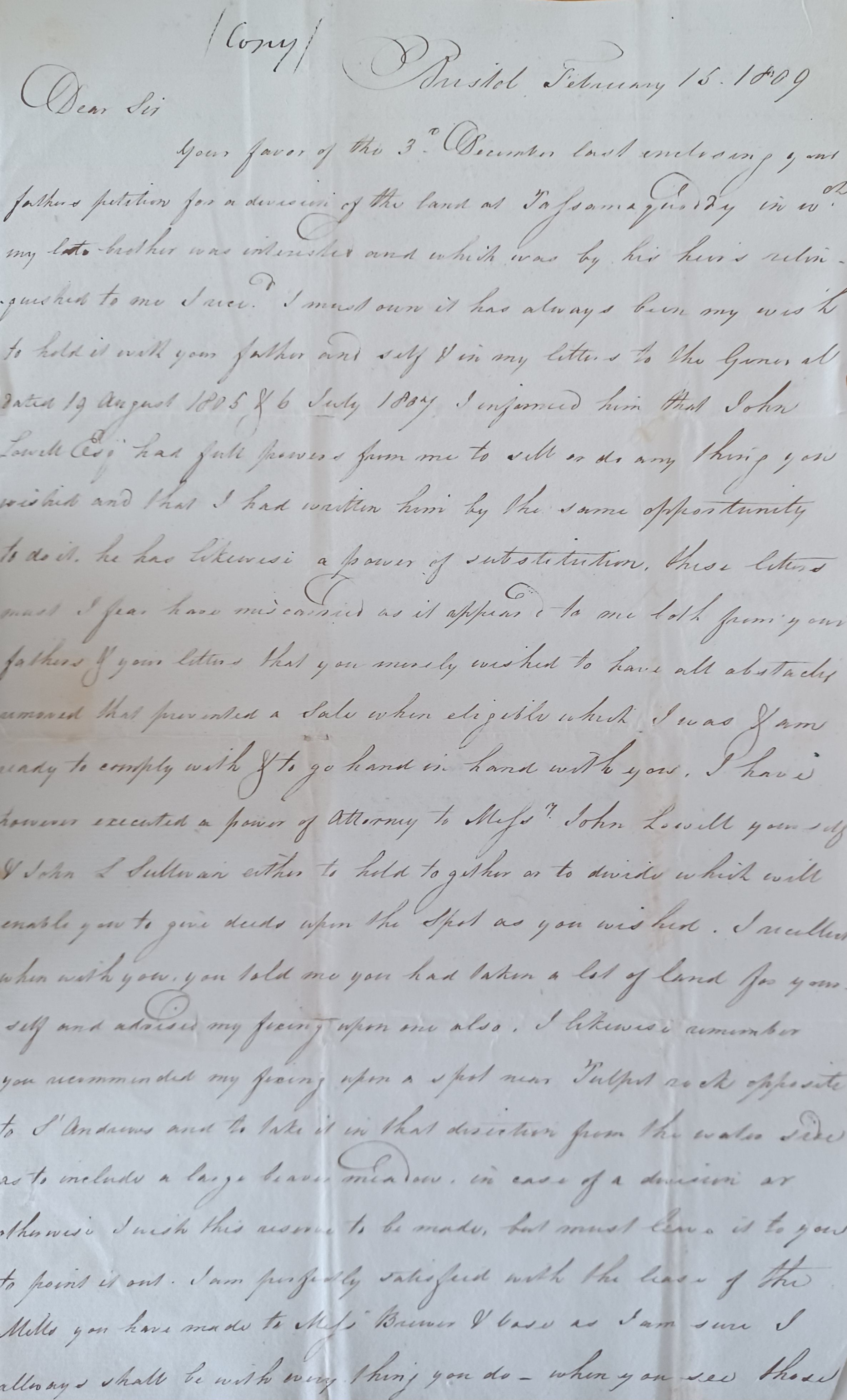 Sample of correspondence between James Russell and Theodore Luncoln