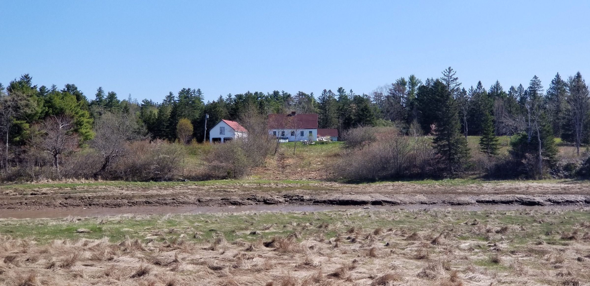 James Wood House site, Wilson's Stream, Township No. 2., Dennysville, Maine; James Wood House viewed from across Wilson's Stream, Dennysville, Maine