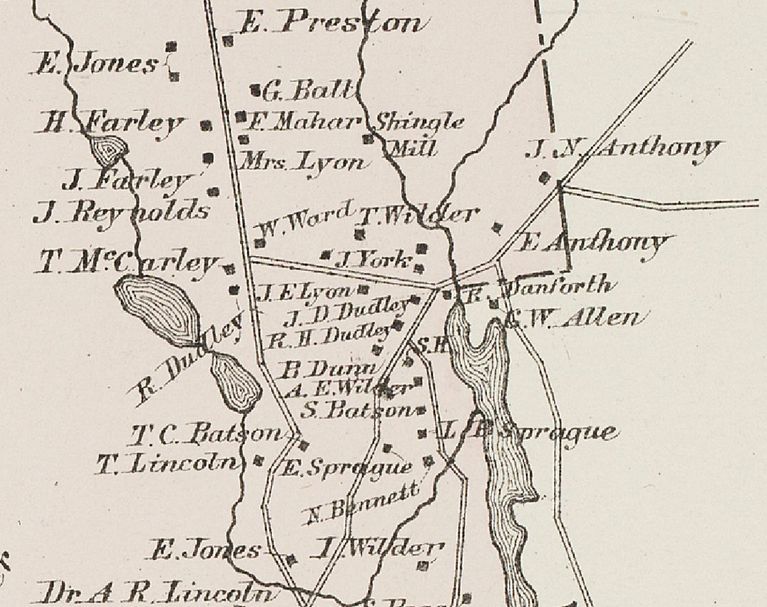          Lower Dennysville, Maine in 1881; Detail from the Colby Atlas of Washington County, Maine, in 1881
   