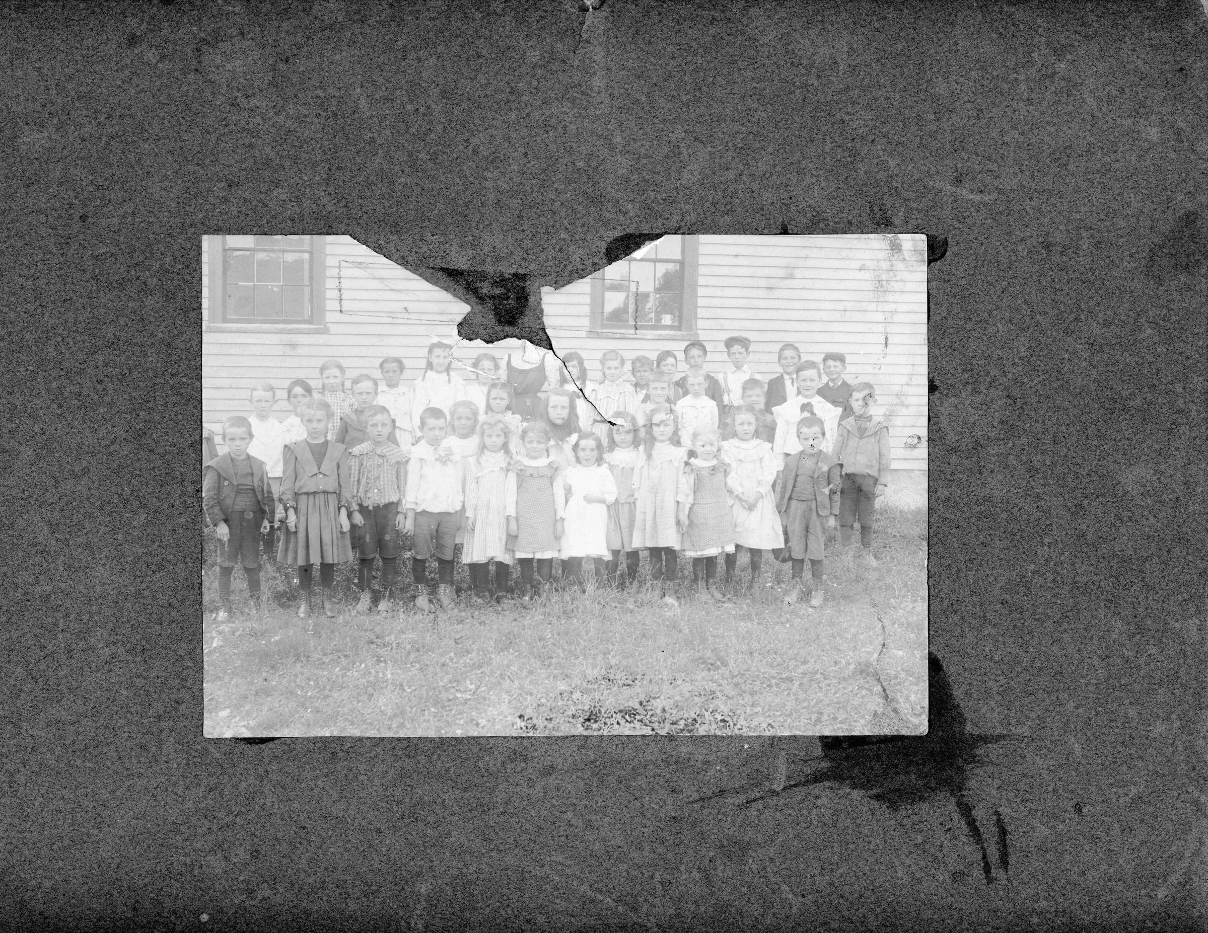 Children in front of the Lower Dennysville School, c. 1900