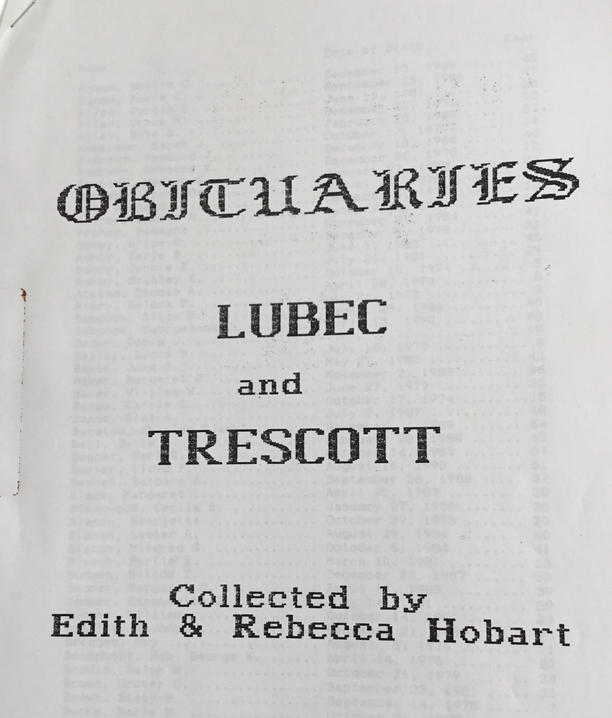 Obituaries from Lubec and Trescott, Maine picture number 1