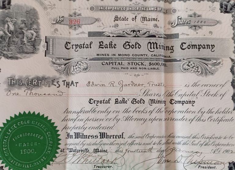          Stock certificates owned byy the Dennysville Lumber Co.
   
