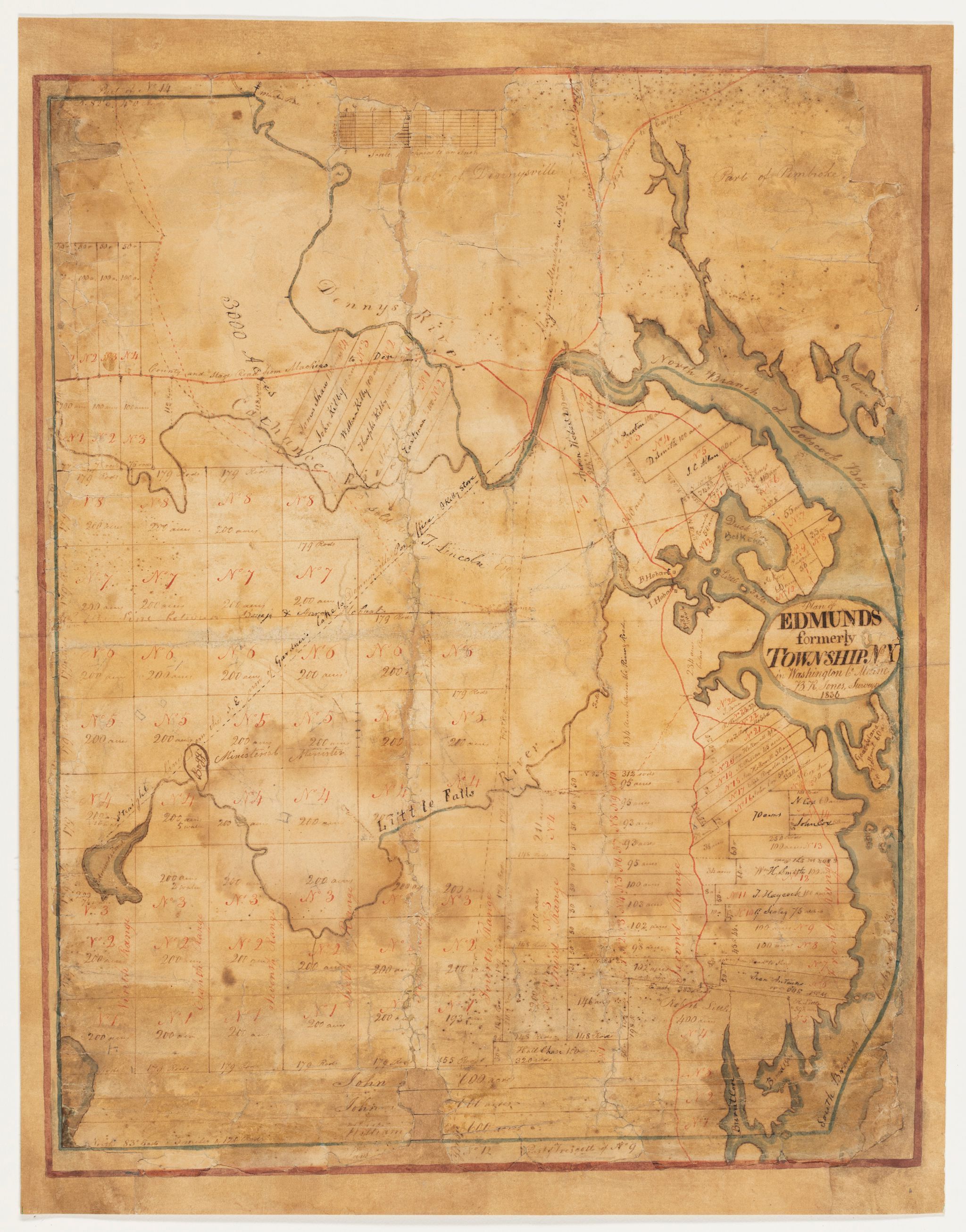 Plan of Edmunds, in Washington, County, Maine by Benjamin R. Jones, 1836