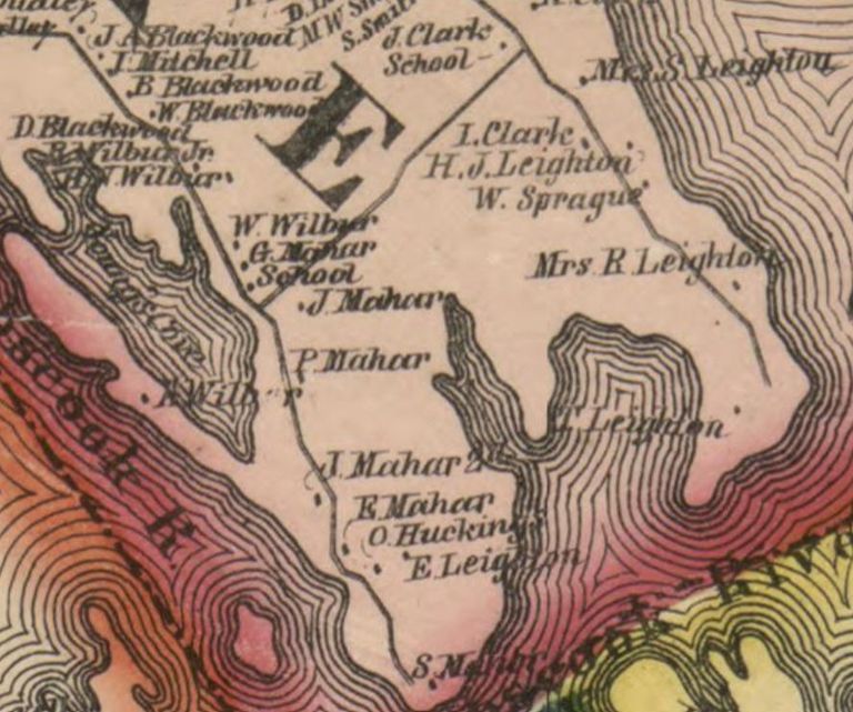          Schoolhouse on Young's Cove, at Leighton's Point, Washington County Map, 1861; Detail of Topographical Map of Washington County, Maine, 1861
   