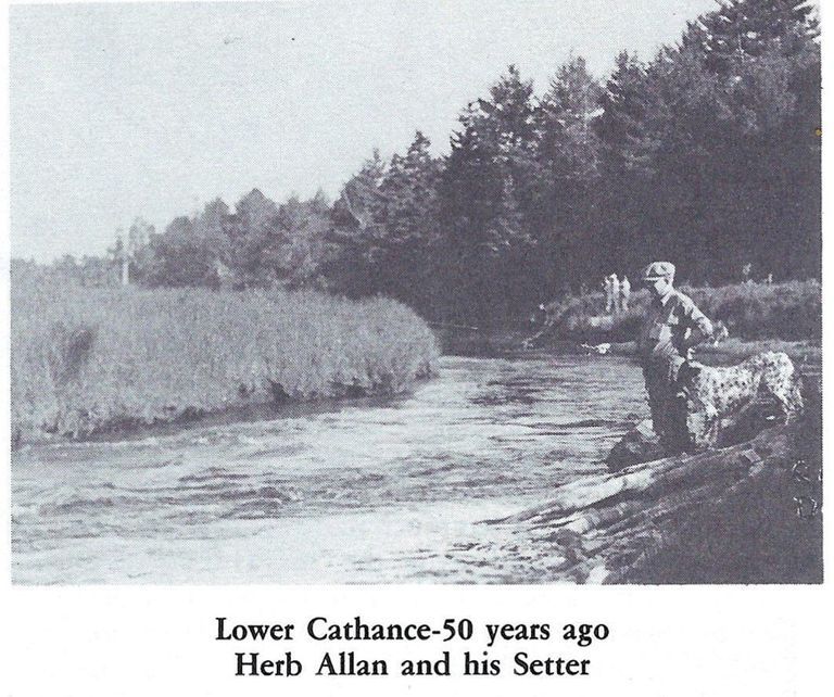          Herb Allan fishing the Lower Cathance Pool on the Dennys River in the late 1930's.; Reproduced from 