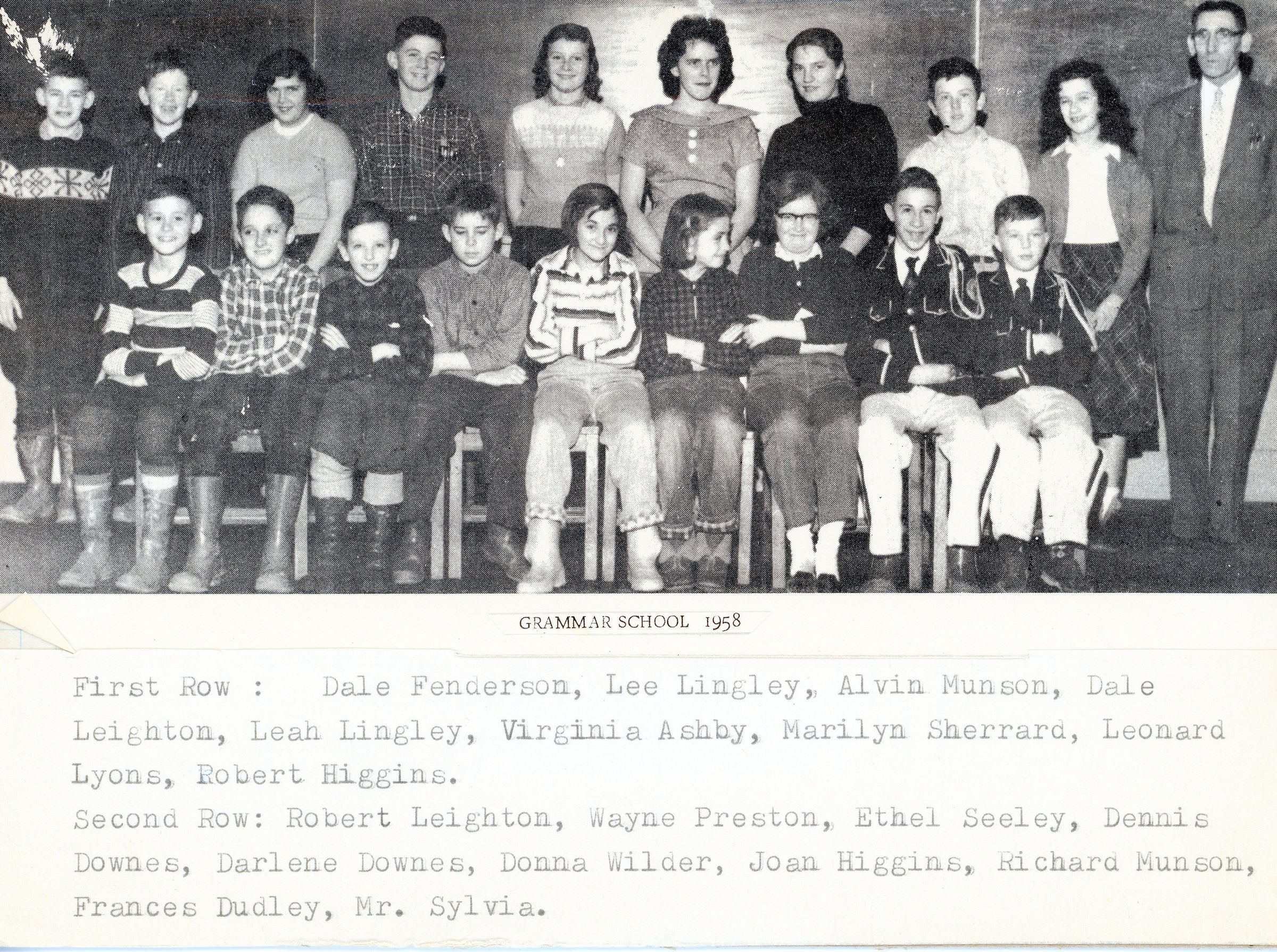 Dennysville Grammar School students in 1958