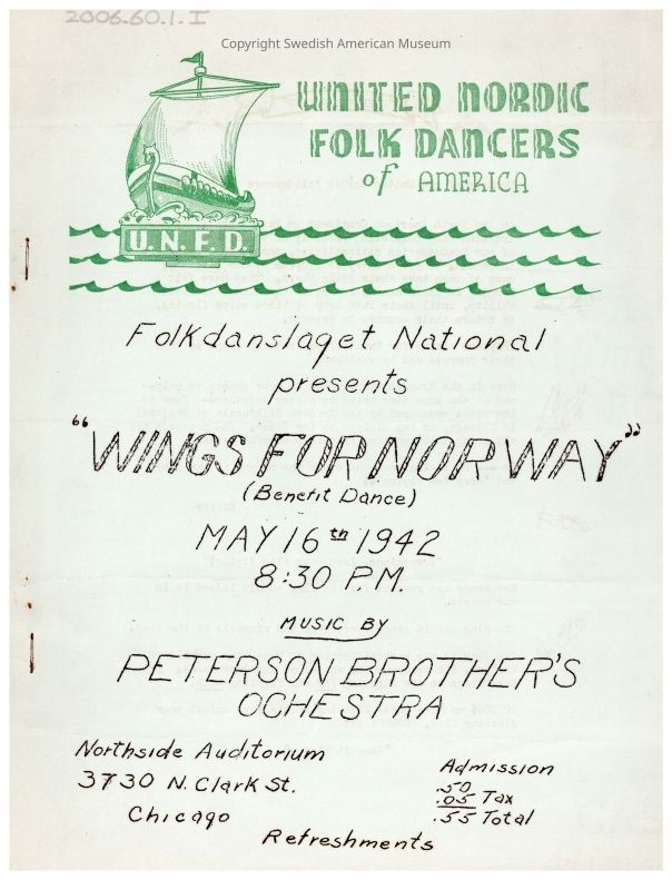 2006.60.1.I PDF: A clickable PDF of the April 1942 United Nordic Folk Dancers' newsletter.