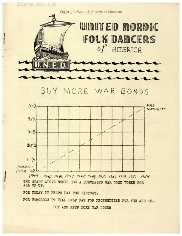2006.60.1.R PDF: A clickable PDF of the April-July 1944 United Nordic Folk Dancers' newsletter.
