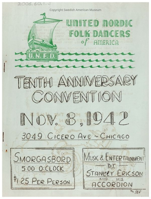 2006.60.1.J PDF: A clickable PDF of the August-October 1942 United Nordic Folk Dancers' newsletter.