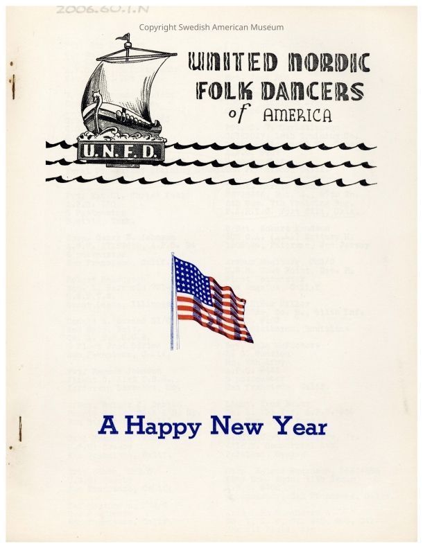 2006.60.1.N PDF: A clickable PDF of the January 1944 United Nordic Folk Dancers' newsletter.
