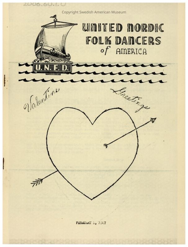 2006.60.1.U_PDF: A clickable PDF of the February 1st, 1947, edition of the United Nordic Folk Dancers newsletter.