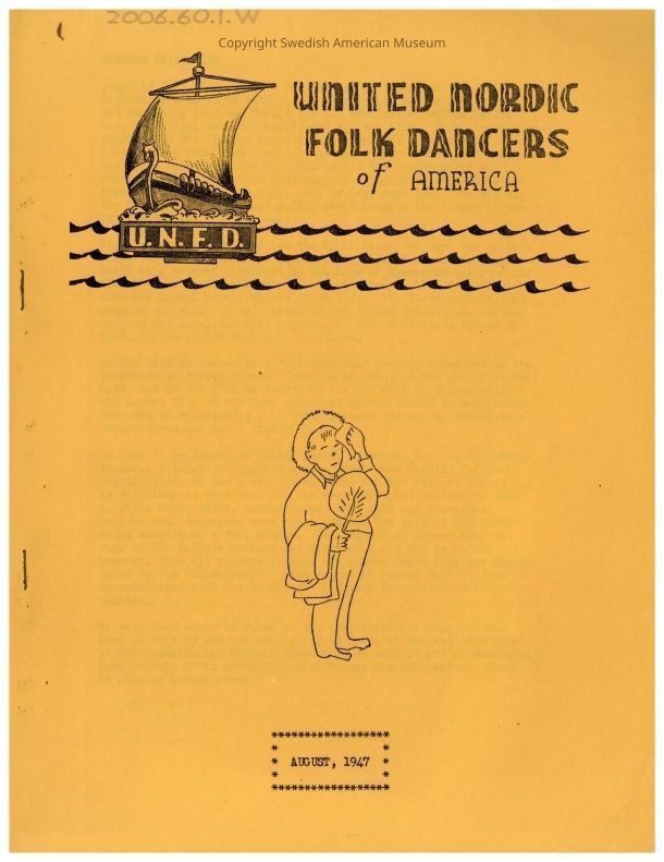 2006.60.1.W_PDF: A clickable PDF of the August 1947 edition of the United Nordic Folk Dancers newsletter.