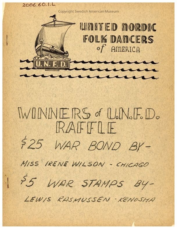 2006.60.1.L PDF: A clickable PDF of the 1943 United Nordic Folk Dancers' newsletter.
